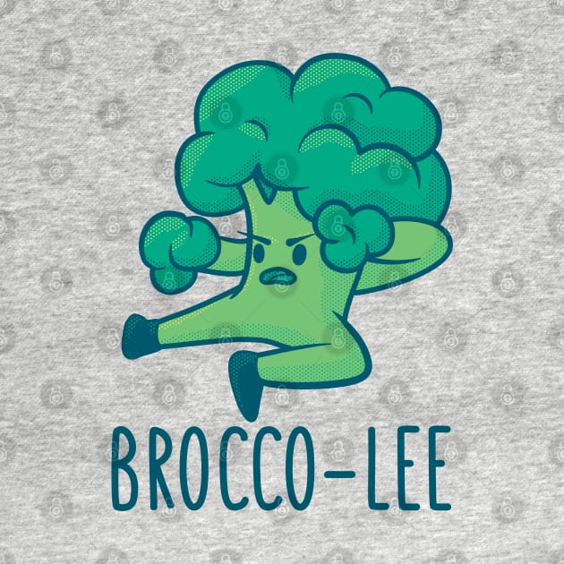 Funny Broccoli Veggie Brocco-Lee Karate Design by HiFi Tees